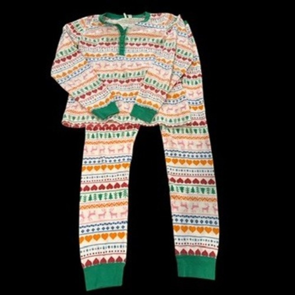 Nordstrom Womens Fair Isle Reindeer Thermal Pajama Set Sz Medium Cozy Festive‎